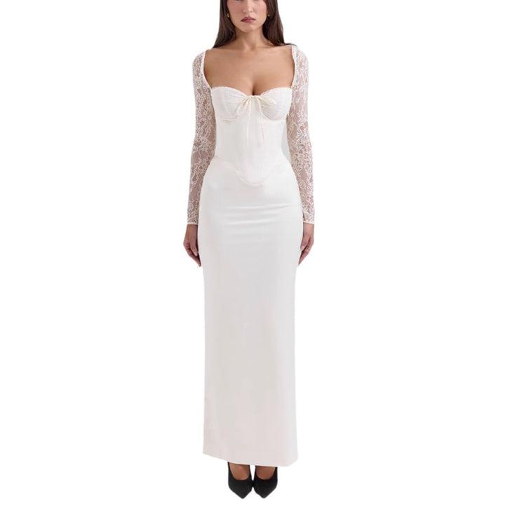 Dame Elegant højhalset aftenkjole med lace og tætsiddende silhuet Skovae