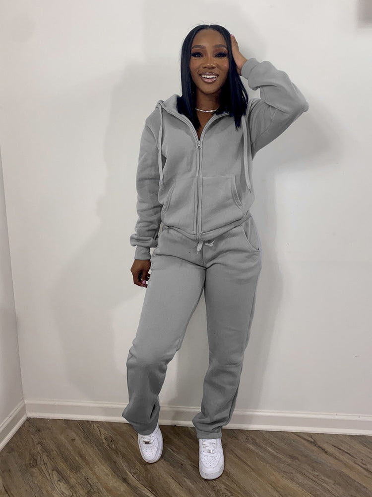 Kvinders sporty fritidsdragt sæt med fuld lynlås Skovae