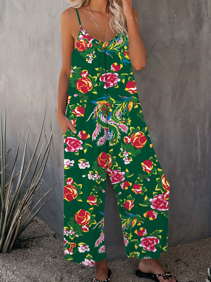 Dame Luftig Jumpsuit med Blomsterprint og Vide Ben Stilla