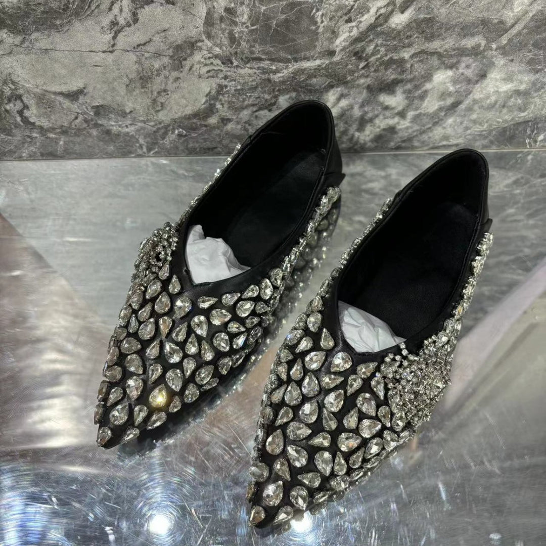 Femme Crystal-Besatte Spidse Ballerinaer Stilla
