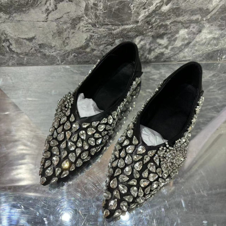 Femme Crystal-Besatte Spidse Ballerinaer Stilla