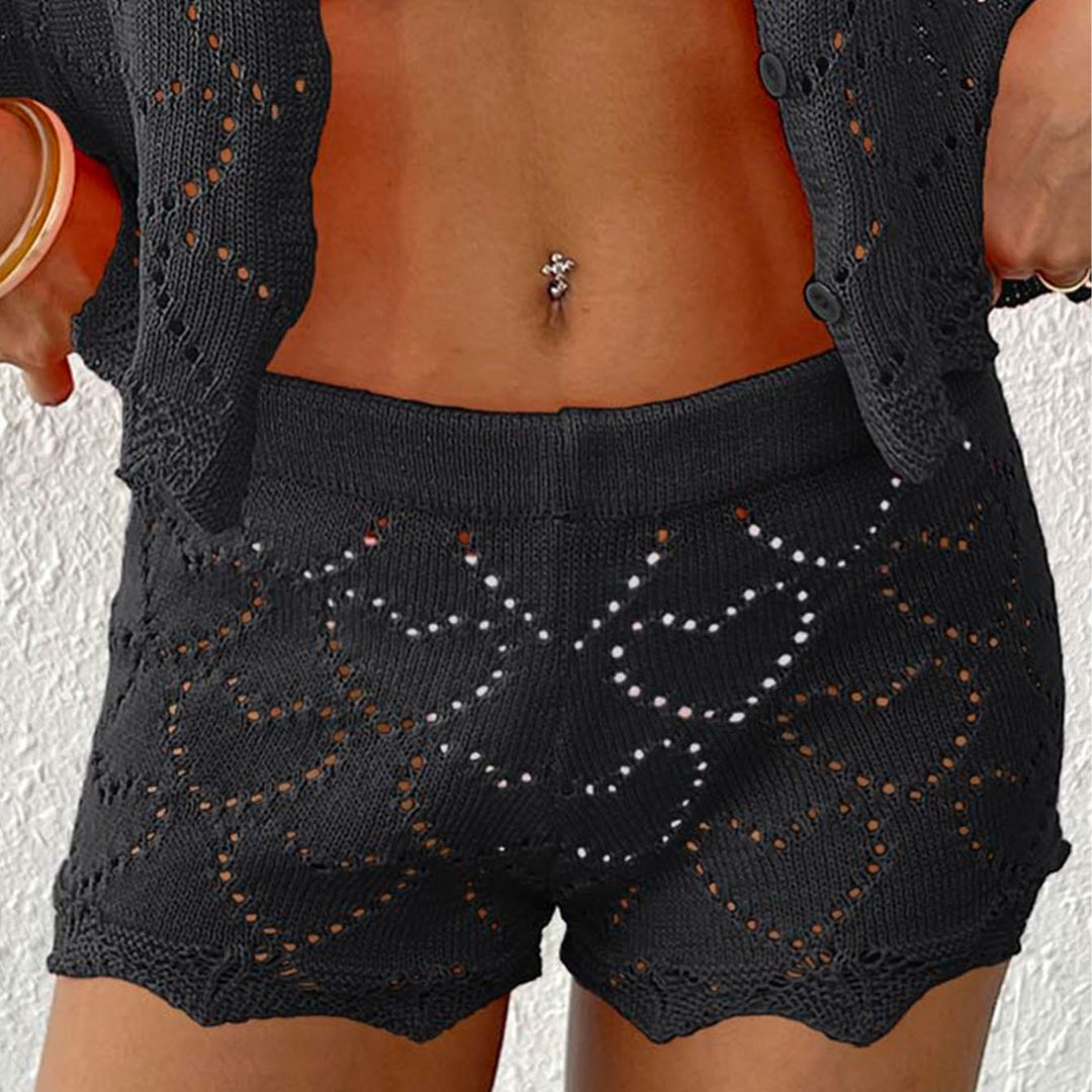 Femme Hæklestrik Hjerte mønster Shorts Stilla
