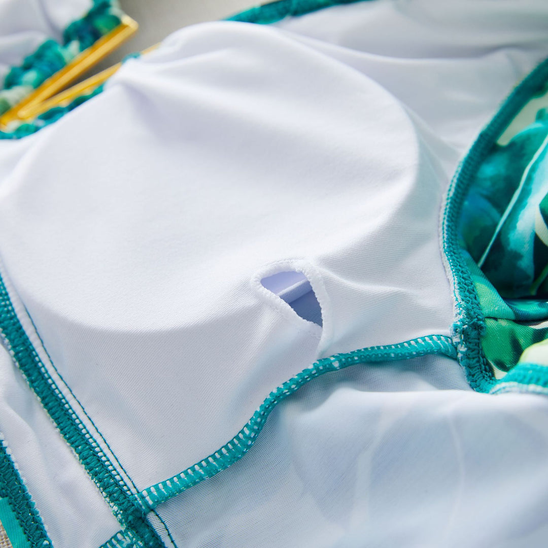 Dame bikini-sæt med voluminøse flæseærmer og blomstret design Stilla