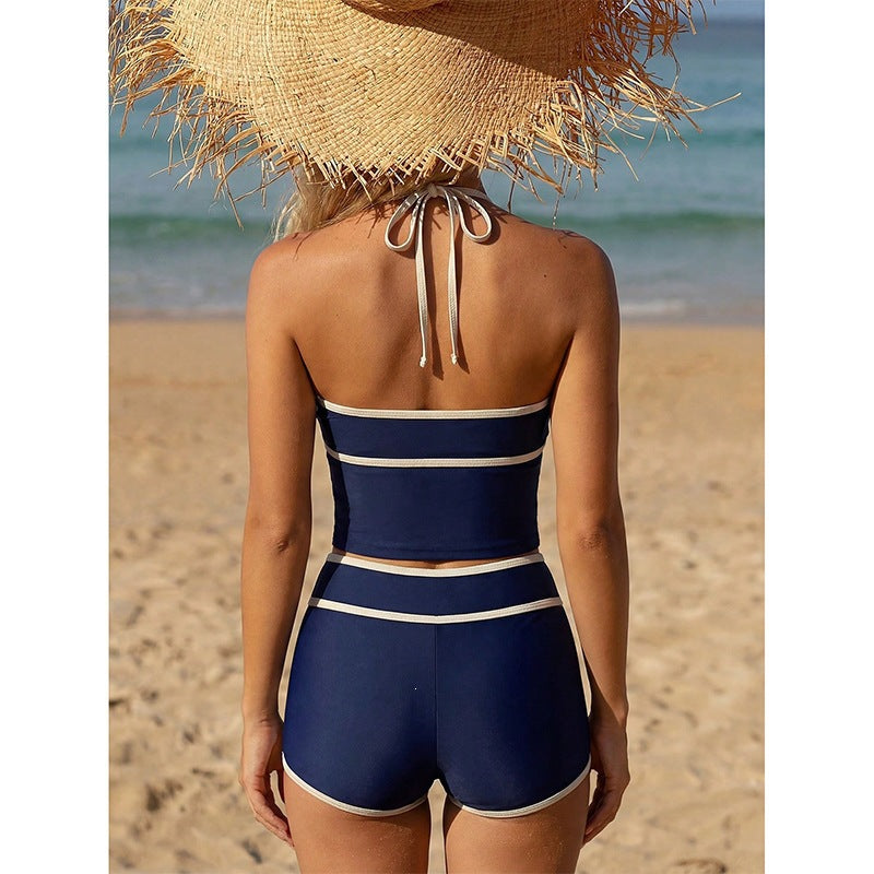 Dame Sporty bikini sæt med crop top og højskåret underdel Skovae