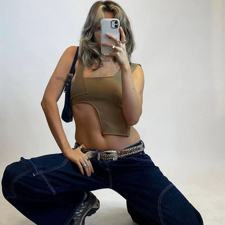 Dame Urban asymmetrisk Crop-Top Stilla