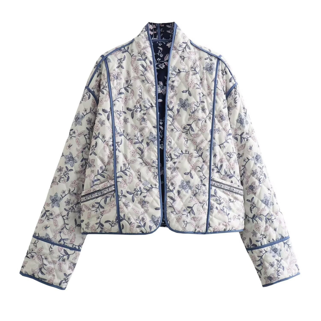 Dame kimono-stil jakke med blomsterdesign og kontrasterende detaljer Stilla