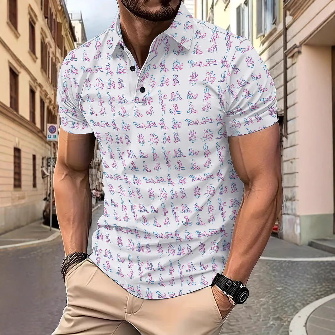 Herrer Kortærmet Poloshirt med kunstnerisk Figurdesign Stilla