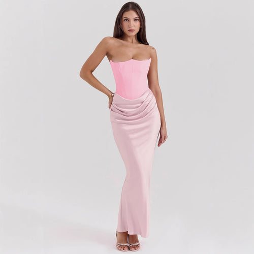 Dame Kroppensær Aftenkjole med stilfulde Rynker og elegant Bustier Stilla
