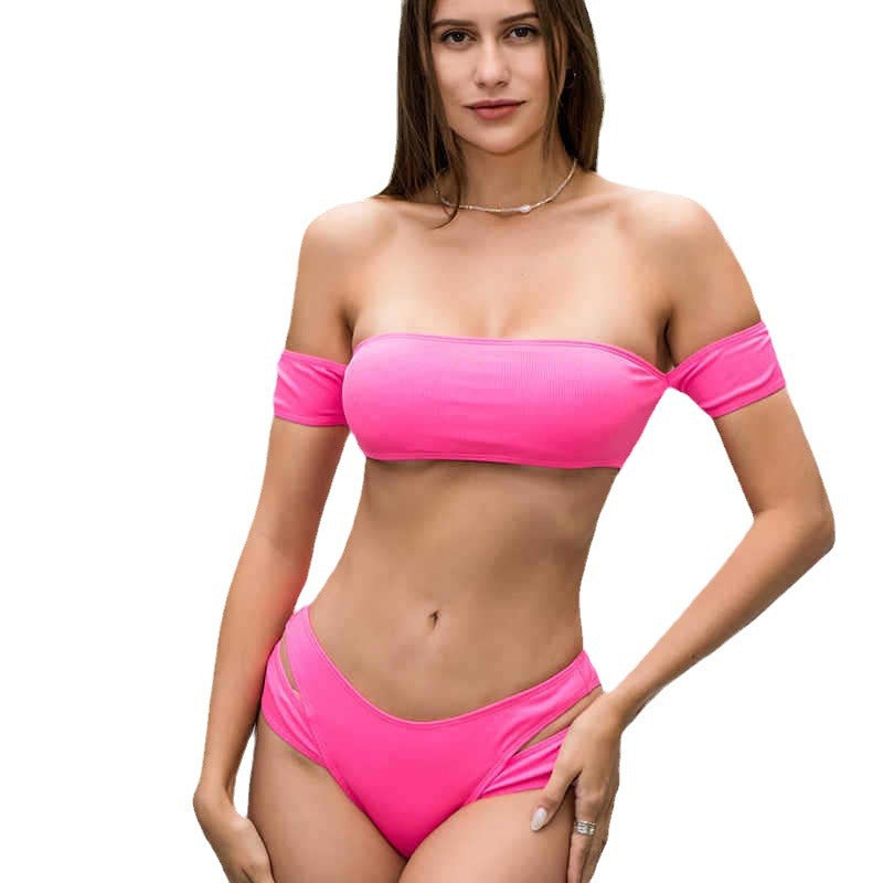 Dame bandeau bikini sæt med aftagelige stropper og elegante cut-out detaljer Skovae