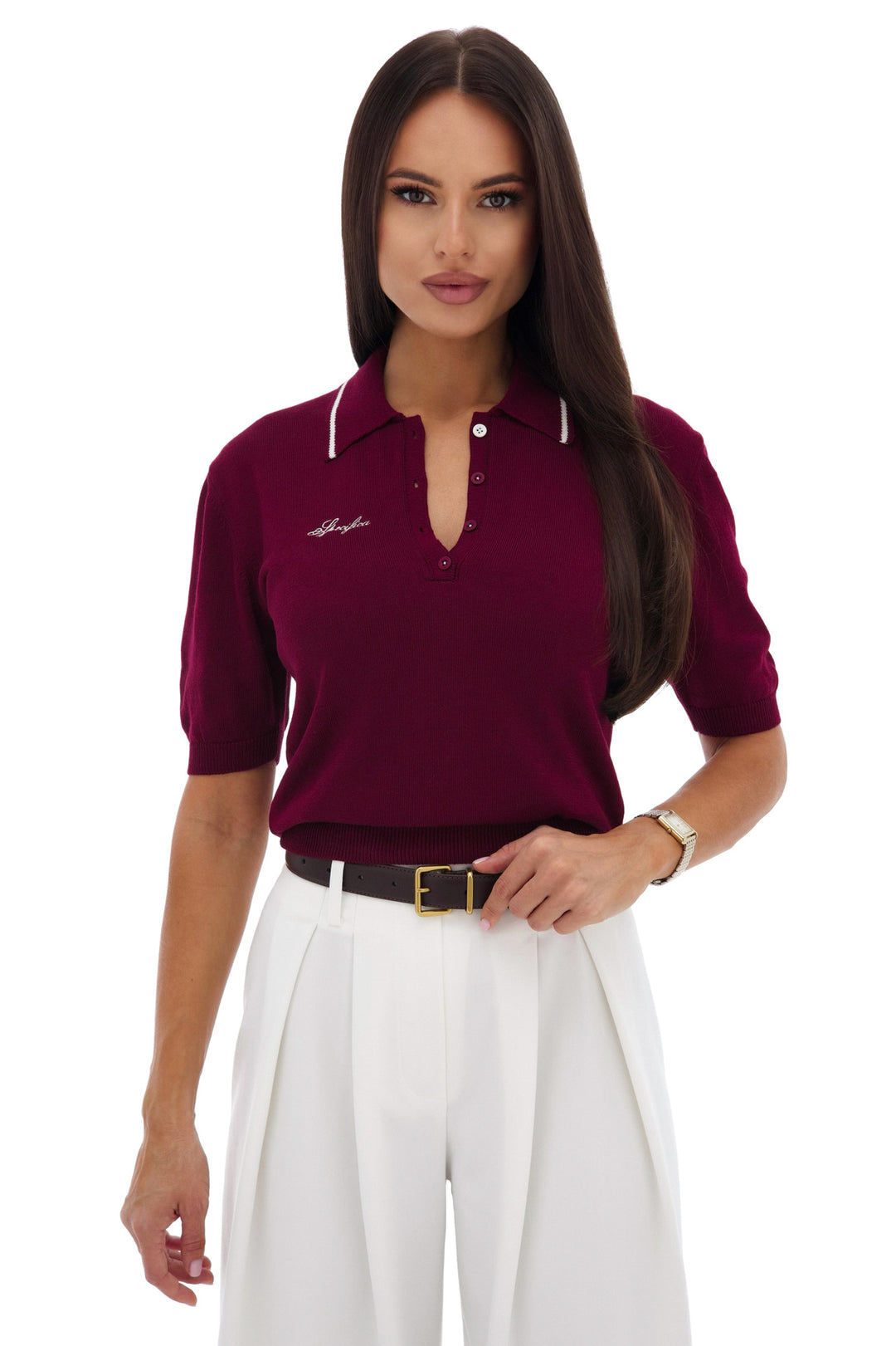 Kvinders polo shirt med elegant krave og fin strikkonstruktion Stilla