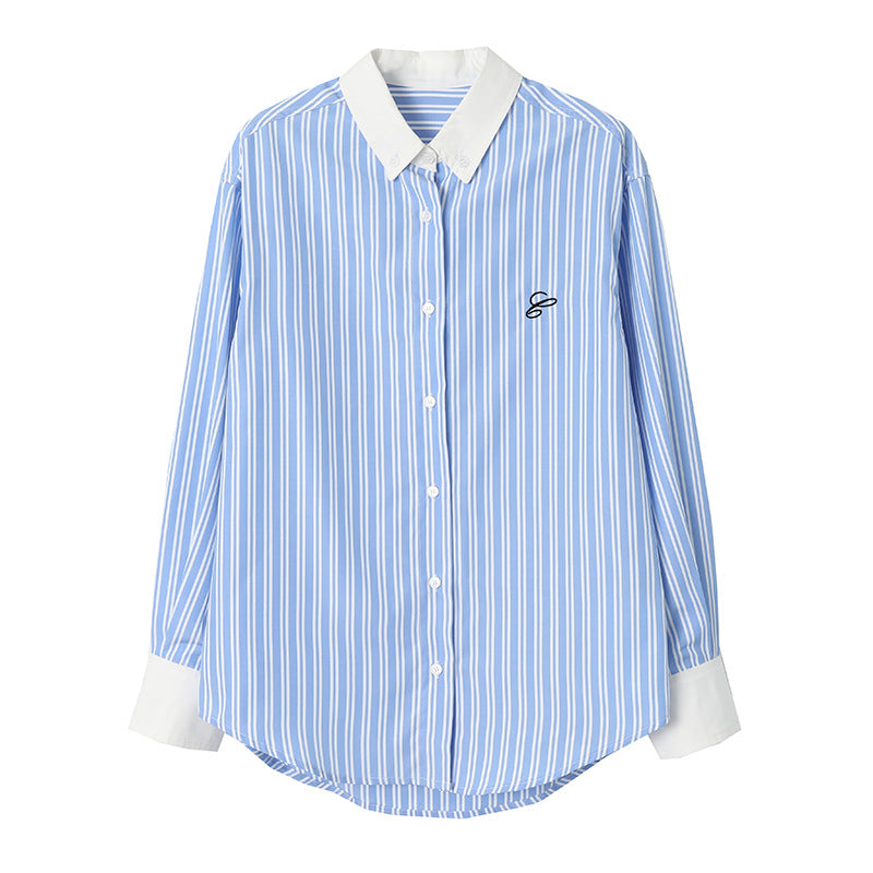 Kvinders klassiske skjorte bluse med fine striber Stilla