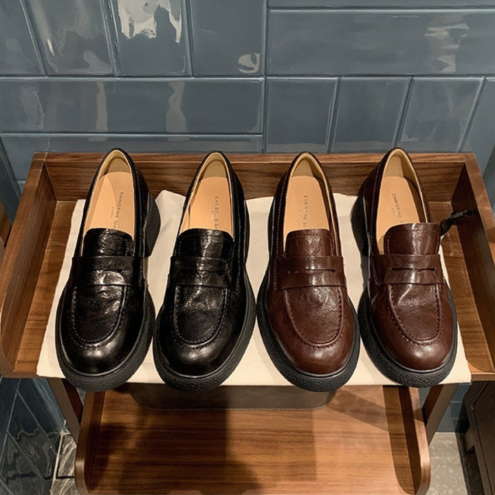 Dame Chunky Platform Loafers med dekorativ rem Stilla