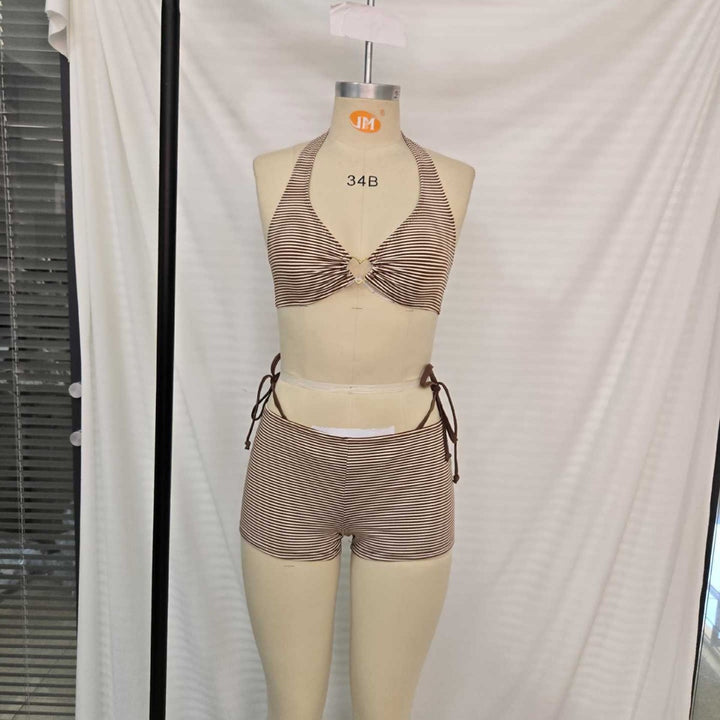 Dame Trendy bikini med asymmetrisk snøring Skovae