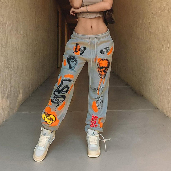 Dame Behagelige Sweatpant med kreative trykmotiver Stilla