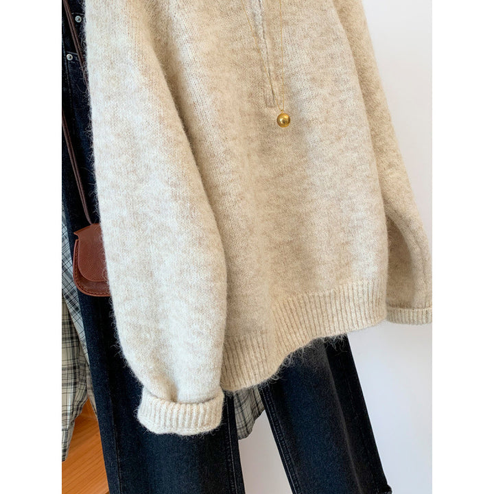 Kvinders hyggelige hoodie med halv lynlås og kengurulomme Stilla