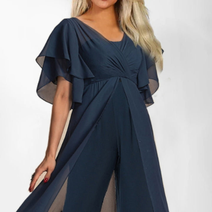 Flydende chiffon aften-jumpsuit til damer Stilla