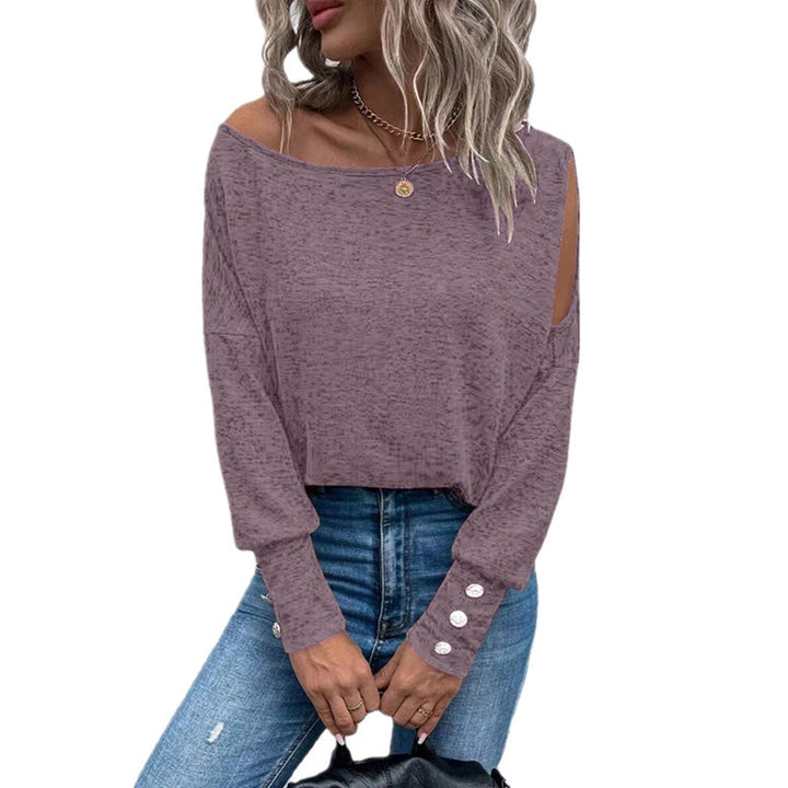 Dame afslappet longsleeve T-shirt med skulderudskæringer Stilla
