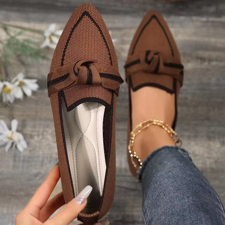 Dame Ballerinas med elegant knudedetalje og åndbart overmateriale Stilla