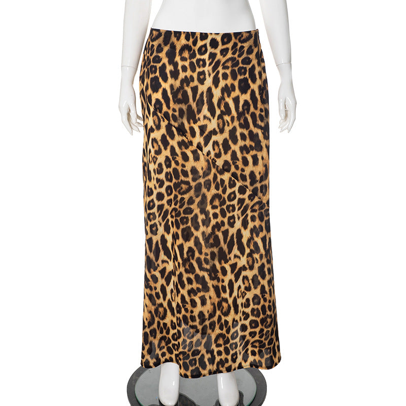 Dame Maxiskørt med moderne leopardmønster Stilla
