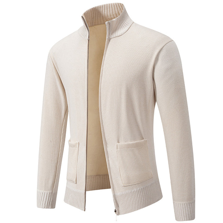 Herrer struktureret lynlås strikjakke sweater Stilla