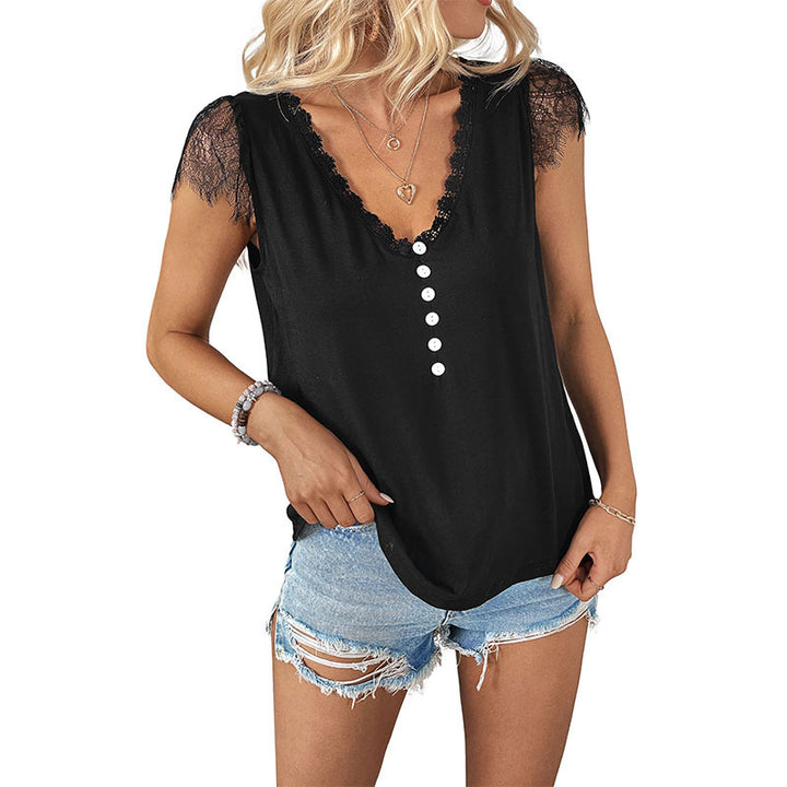 Femme Spidsel-Fin Knap-Op Top Stilla