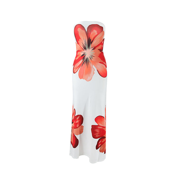 Dame maxikjole med blomster mønster Skovae