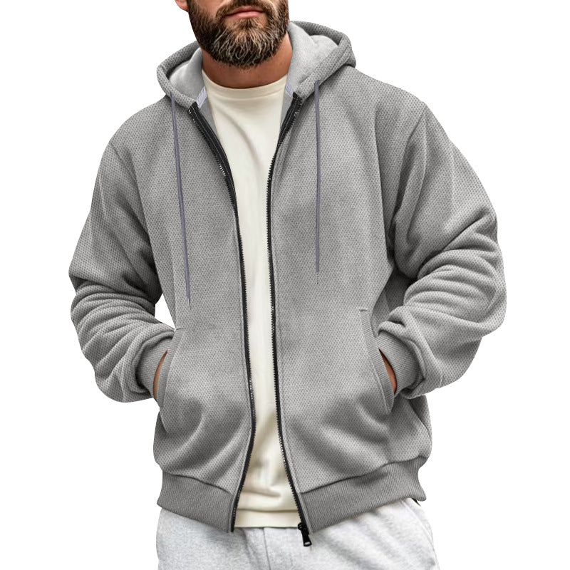 Herren fleece-hoodie med praktisk lynlås og åndbar struktur Stilla
