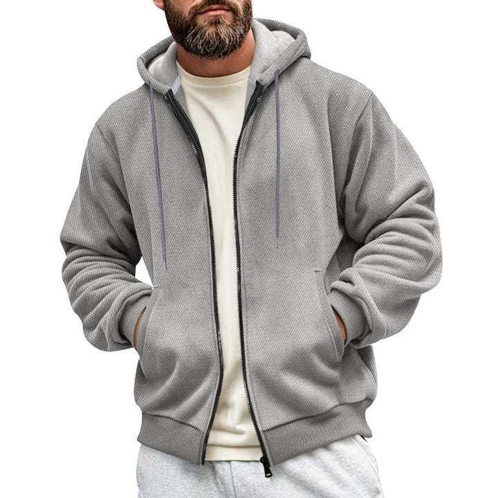 Herren fleece-hoodie med praktisk lynlås og åndbar struktur Stilla