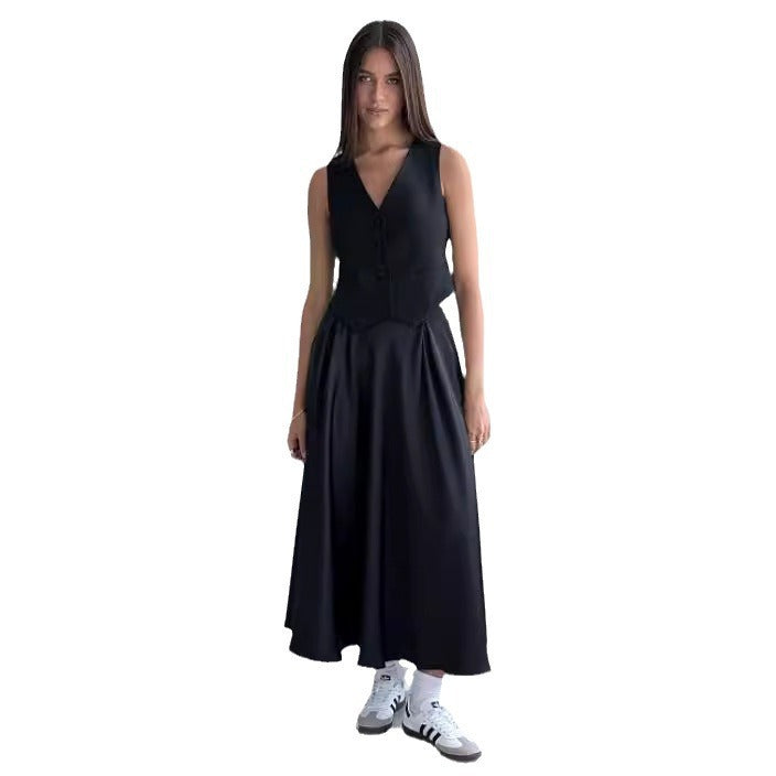 Dame Elegant Satin A-Linie Nederdel Stilla