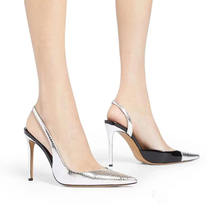 Femme Elegante Slingback Stiletto-hæle med metallic-finish Stilla