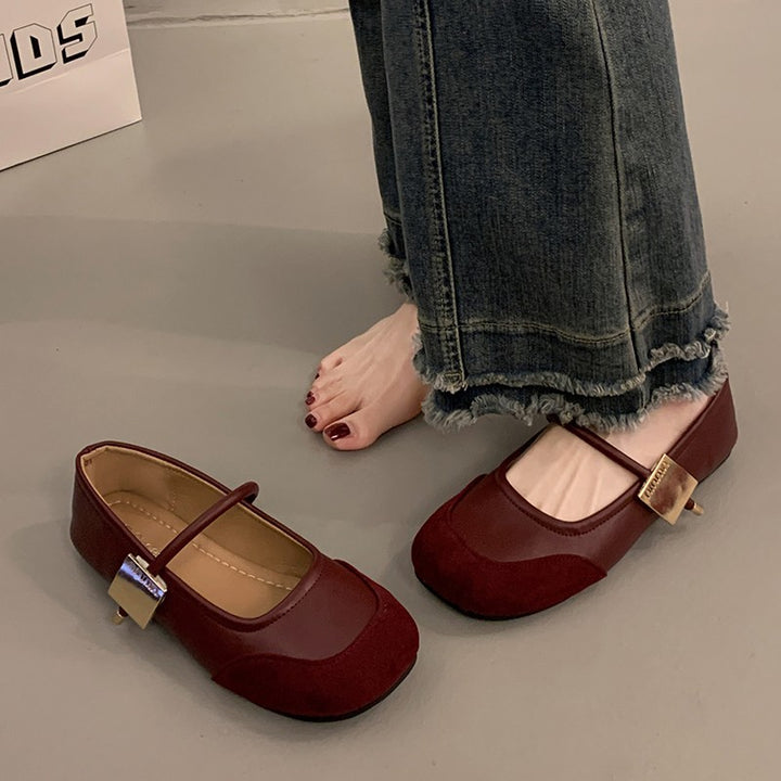 Dame Elegante Mary Jane Balletsko med dekorativ rem Stilla