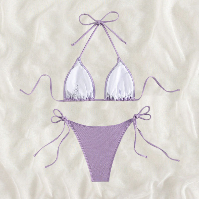 Dame triangel bikini med justerbare bindebånd og feminin snit Skovae