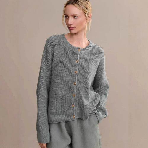 Kvinders cardigan med knaplukning og elegant struktur Stilla