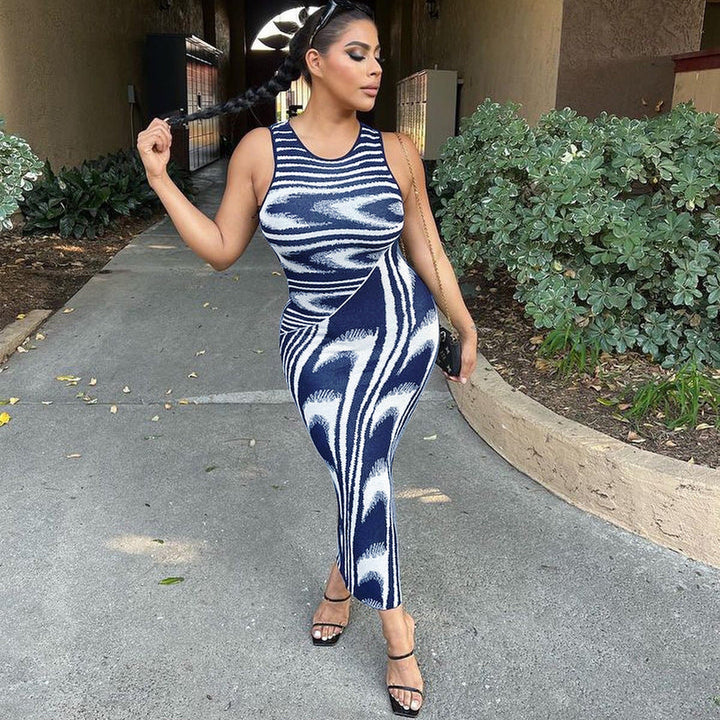 Stilla | Chic Trykt Slim-Fit Bodycon Kjole