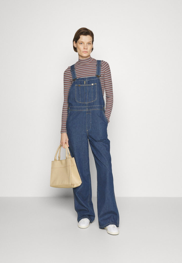 Dame denim overalls med bred ben og justerbare stropper Skovae