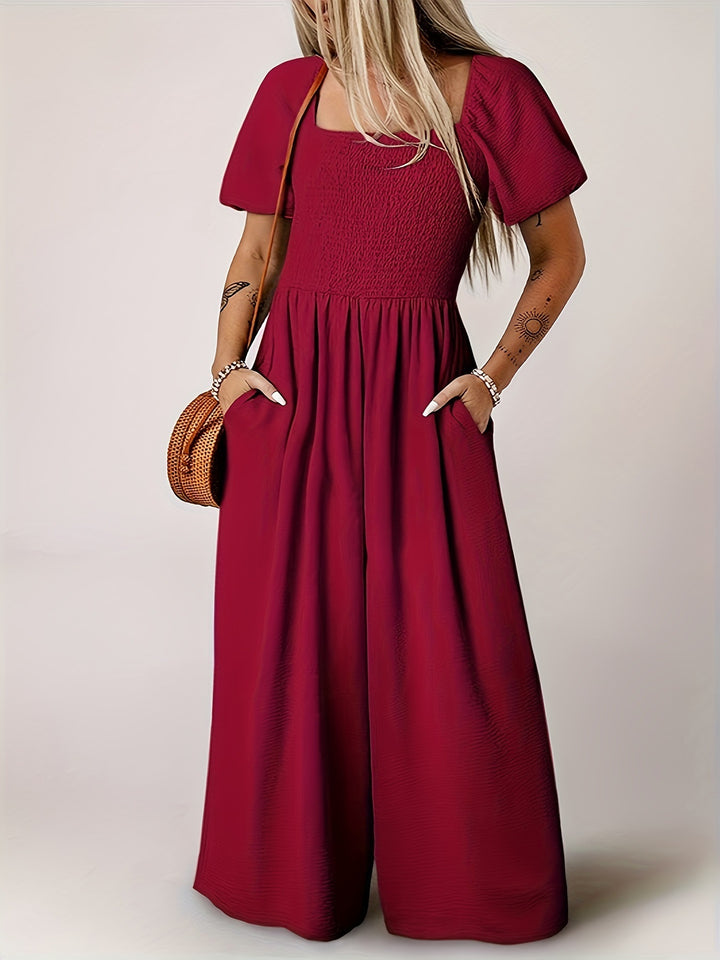 Dame Elegant Jumpsuit med Puffærmer og bred skæring Stilla