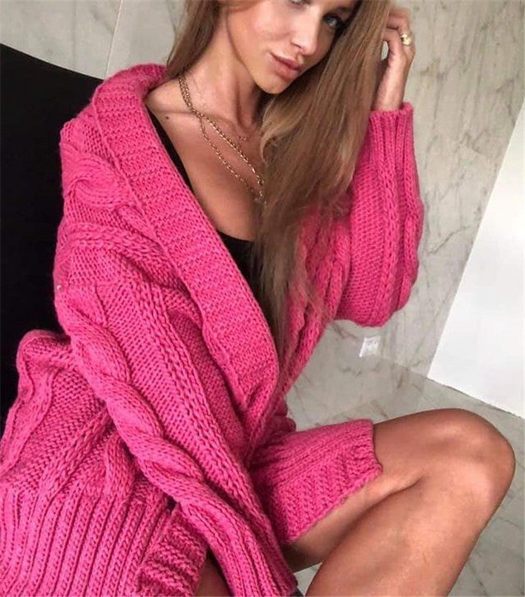 Dame Stor Oversized Strikpullover Stilla
