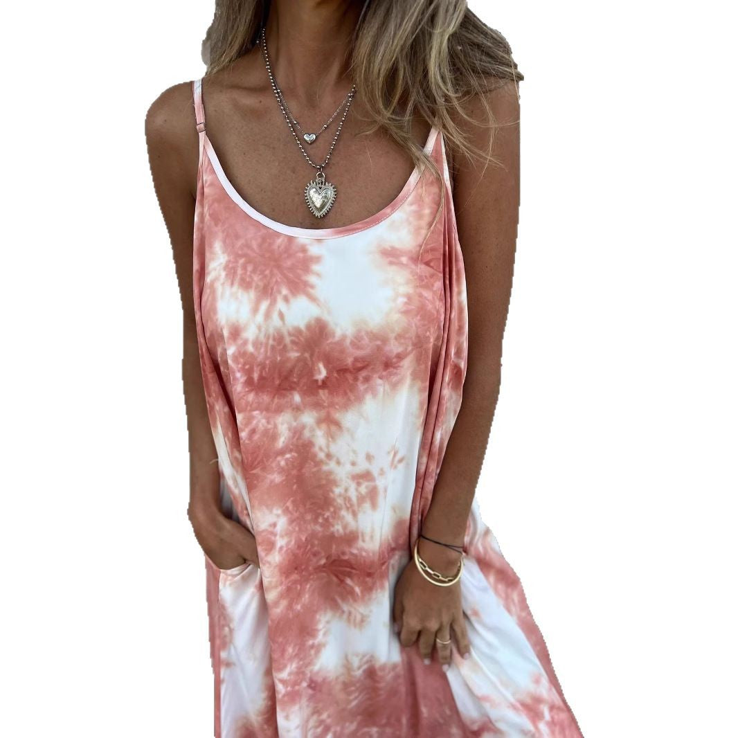 Dame luftig maxikjole med drømmeagtigt batikmønster Stilla
