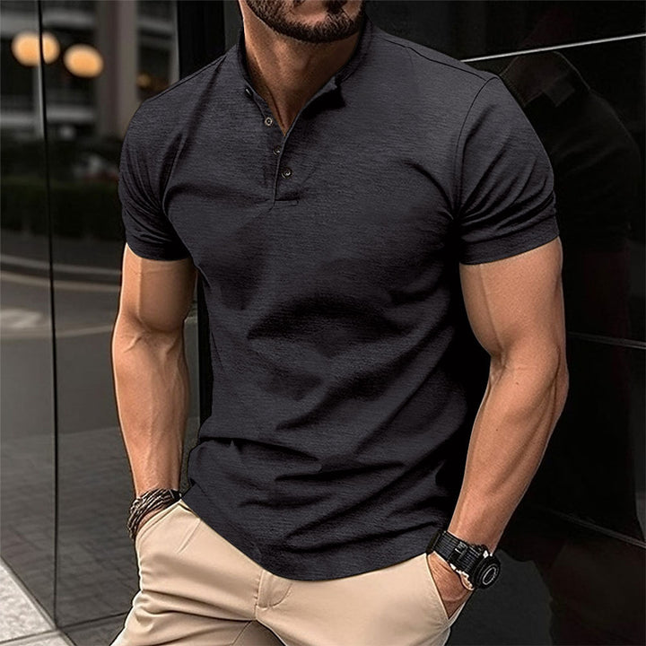 Herrer Fritid Kortærmet Henley Polo Shirt Stilla