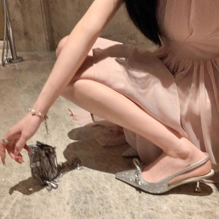Kvinder Elegante Strass-Glitter Slingback Hæle Stilla