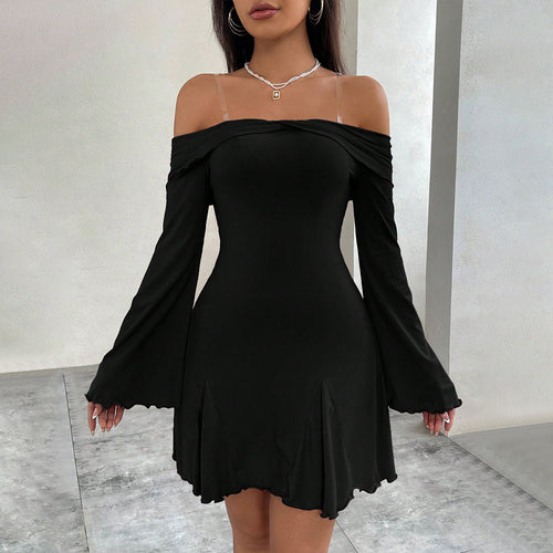 Damer off-the-shoulder mini kjole med elegante flæseærmer og trendy design Stilla