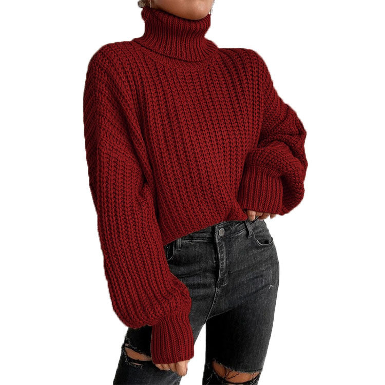 Dame hyggelig rullekravesweater lavet af blødt strik Stilla