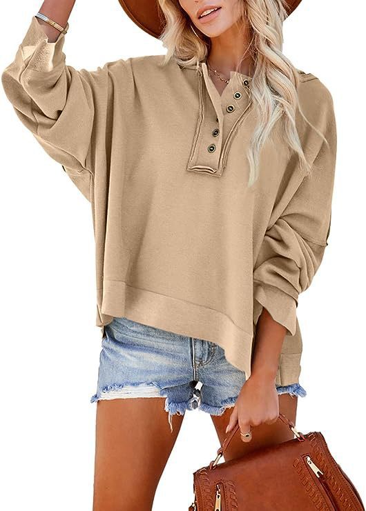 Dame Oversized Sweater med knaplukning og afslappet snit Stilla