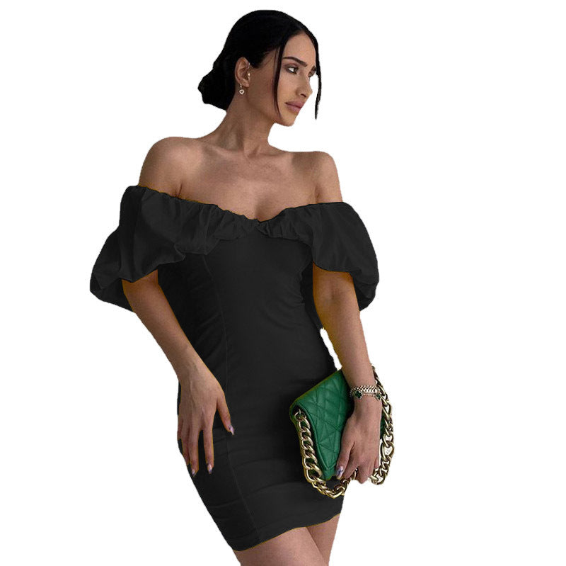 Dame Off-Shoulder Rynkekortkjole Stilla