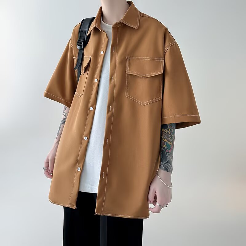 Herre Fashion Kortærmet Skjorte med kontrasterende sømme og praktiske lommer Stilla