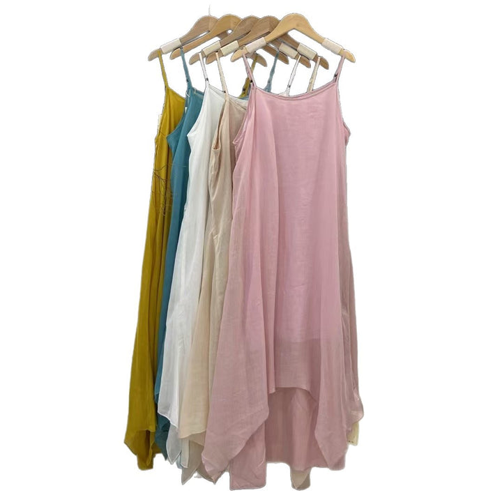 Dame Flydende Maxikjole med Høj-Lav Kant Stilla