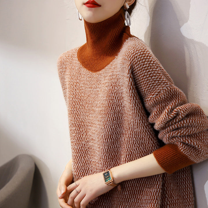 Femme Højkrave Tekstureret Strikpullover Stilla