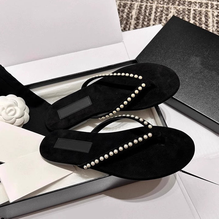 Dame elegante flip flops med perle accenter Stilla