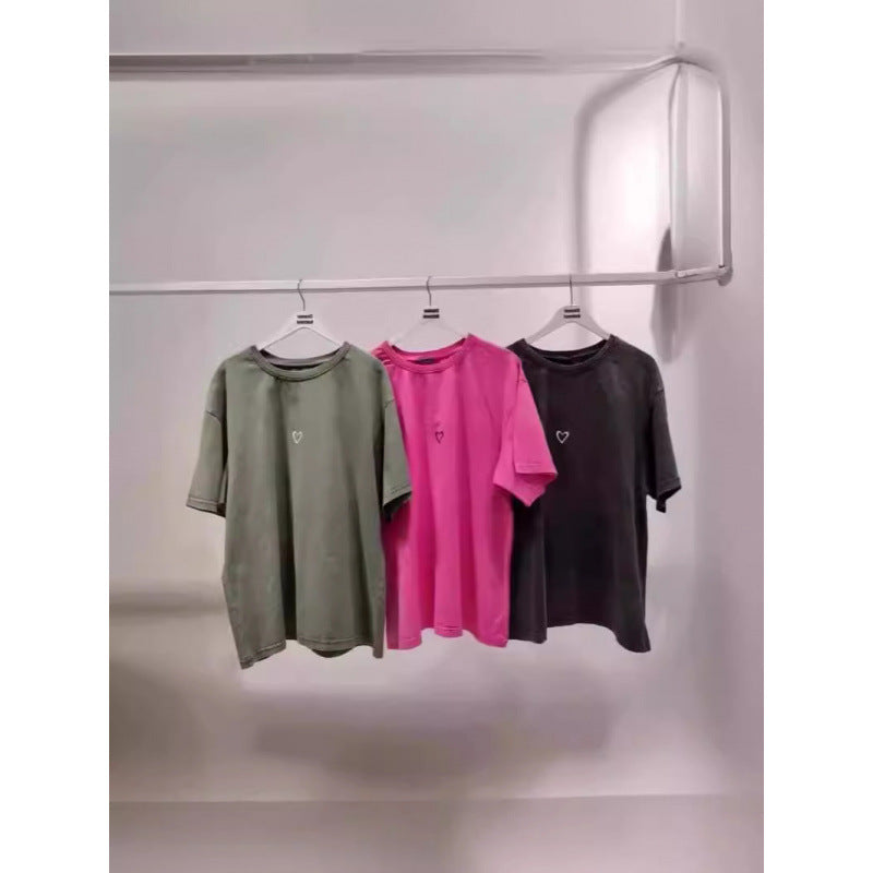 Dame Oversized T-Shirt med afslappet hjertemotiv og behagelig pasform Stilla