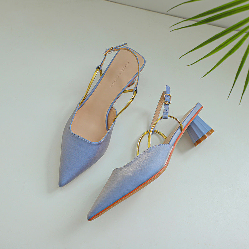 Femme Elegante Slingback-hæle med Unik Geometrisk Blokhæl Stilla